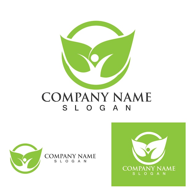 Salud gente hoja logo verde vector imagen