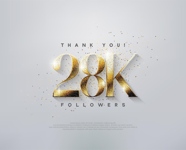 Salud de lujo 28k seguidores gracias con elegantes números de oro