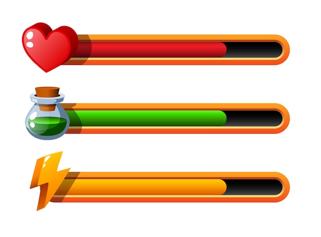 Salud Mana Energía Gran conjunto Mana barra de energía barra de vida barra de escala para videojuego