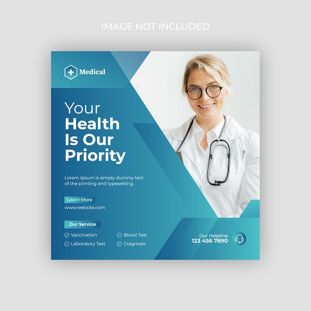 Salud médica dental publicación en redes sociales y vector premium de banner
