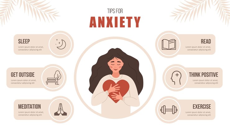 Salud mental. Consejos para la ansiedad. La mujer feliz se ama a sí misma.