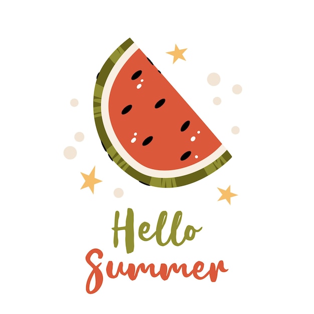 Salud, tarjeta de verano, pedazo de sandía para carteles y carteles.
