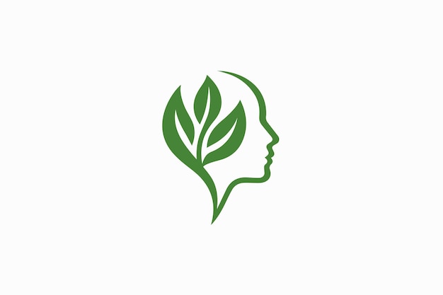 Salud verde Mente y cerebro Cuidado del logotipo Bienestar mental Naturaleza y equilibrio emocional
