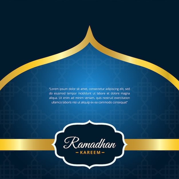 Vector saludo azul de ramadhan kareem