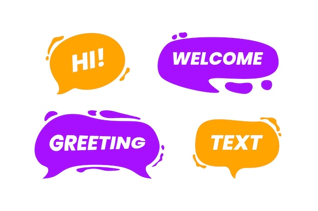 Saludo y bienvenida Liquid Text Box Diseño plano