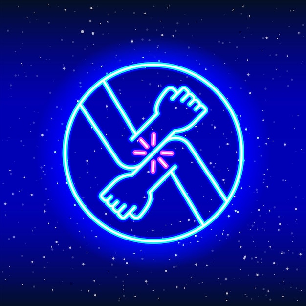 Saludo de codo Diseño de saludo de codo a codo luminoso de neón Diseño de contacto pandémico lineal