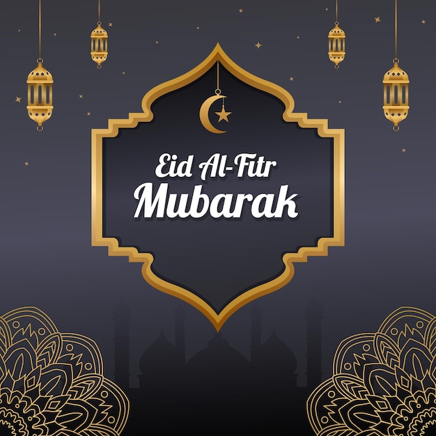 Vector saludo de eid al-fitr lujo de origen islámico