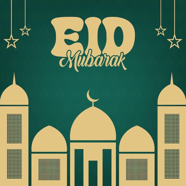Saludo de Eid mubarak en las redes sociales plantilla de publicación saludo de fiesta islámica pancarta editable
