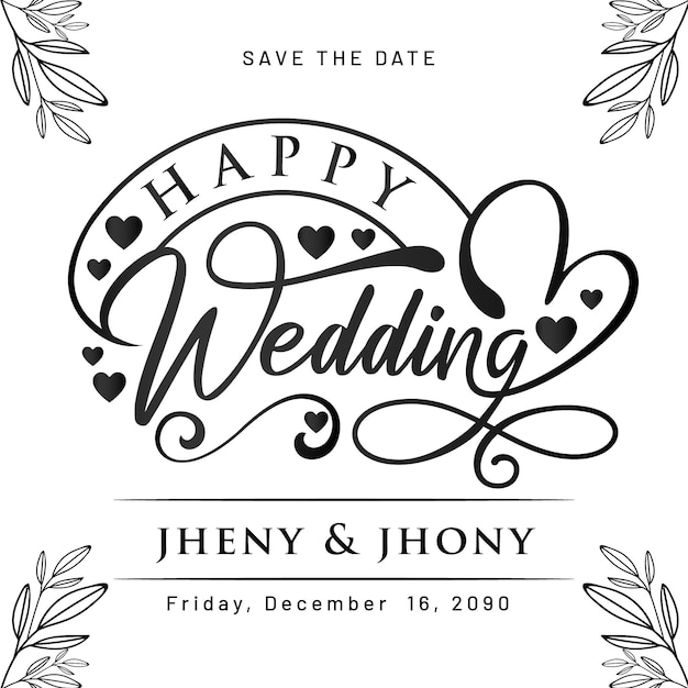 saludo de feliz boda diseño de letras