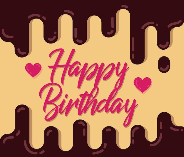 Saludo del feliz cumpleaños del marco del derretimiento del chocolate