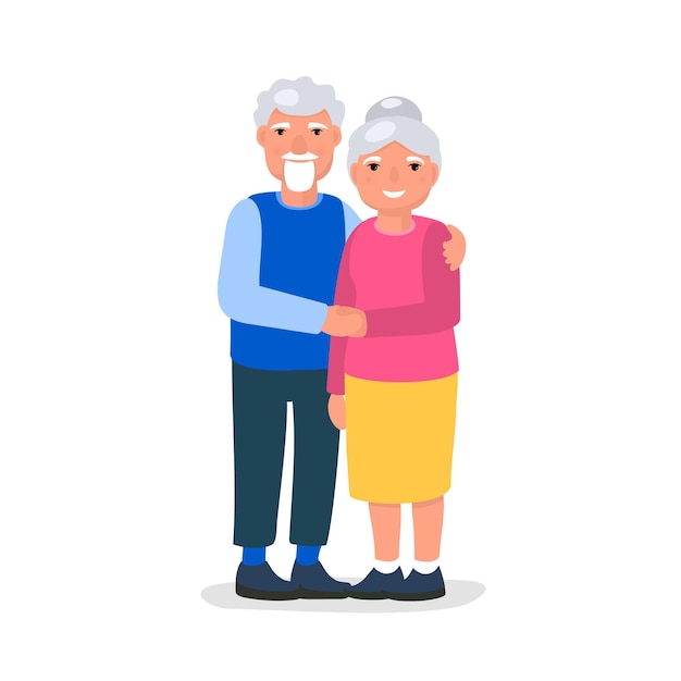 Saludo feliz del día de los abuelos con el abuelo y la abuela sonrientes ilustración vectorial