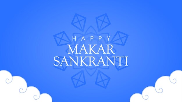 Saludo feliz makar sankranti sobre fondo de cielo azul