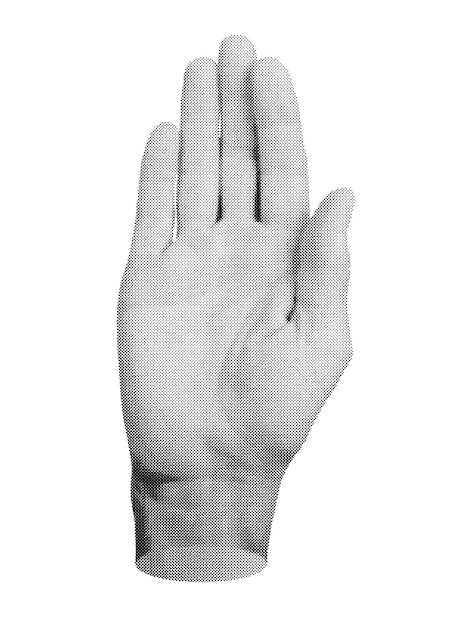 Saludo con un gesto de saludo con una señal de mano de saludo Vector de estilo semitono aislado sobre fondo blanco