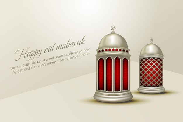 Vector saludo islámico eid mubarak con linterna