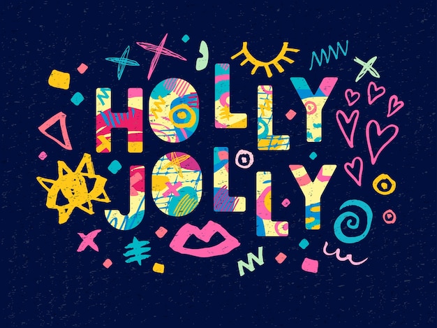 Vector saludo de letras holly jolly