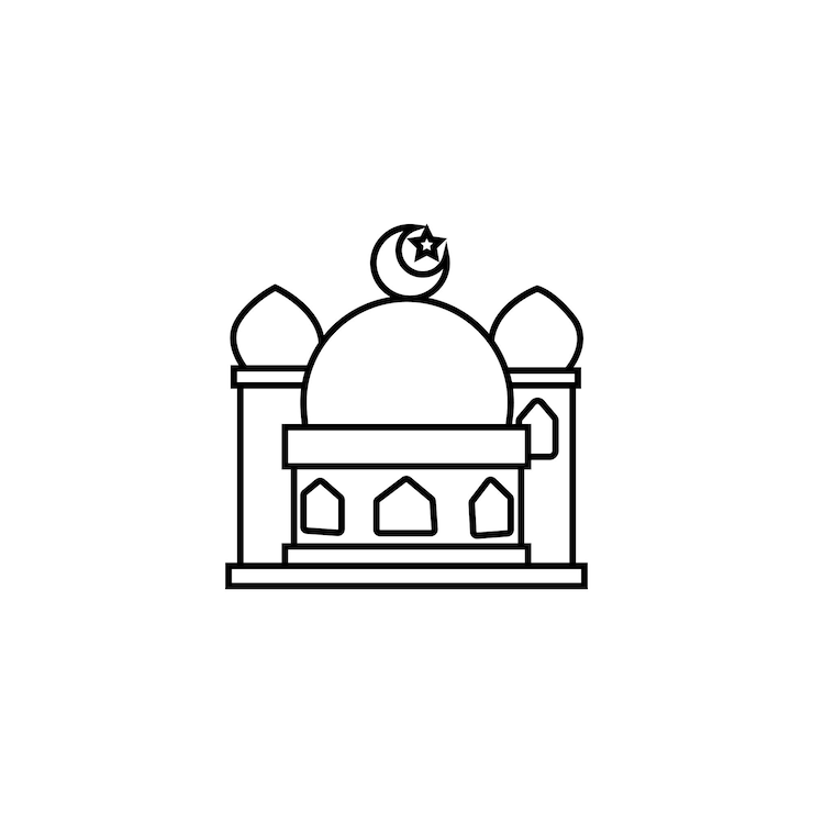 Saludo de mezquita con diseño simple perfecto para el contenido temático islámico del Ramadán vector de mezquita musulmana
