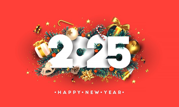 Saludo moderno de Feliz Año Nuevo 2025