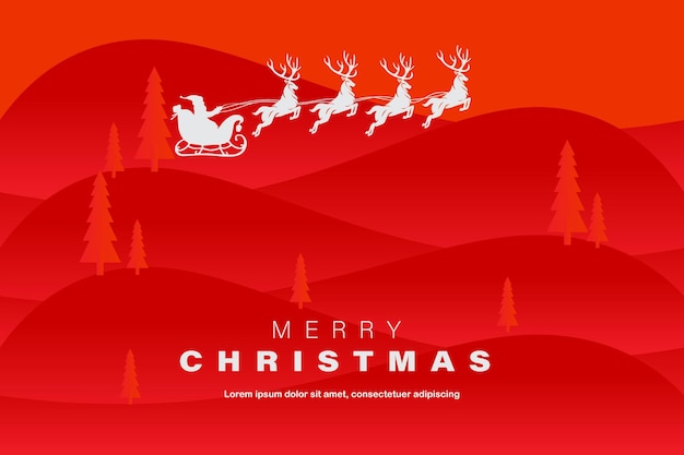 Saludo de Navidad con fondo rojo Feliz Navidad