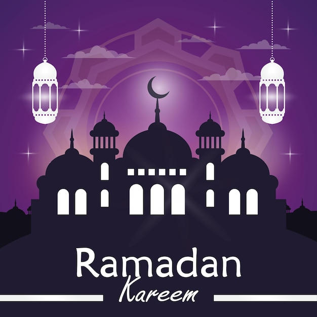 Saludo de ramadán kareem con símbolo islámico tranquilo diseño de ilustración de primer plano