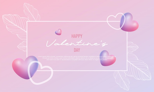 Saludo romántico en un marco blanco en el día de San Valentín sobre un fondo rosa
