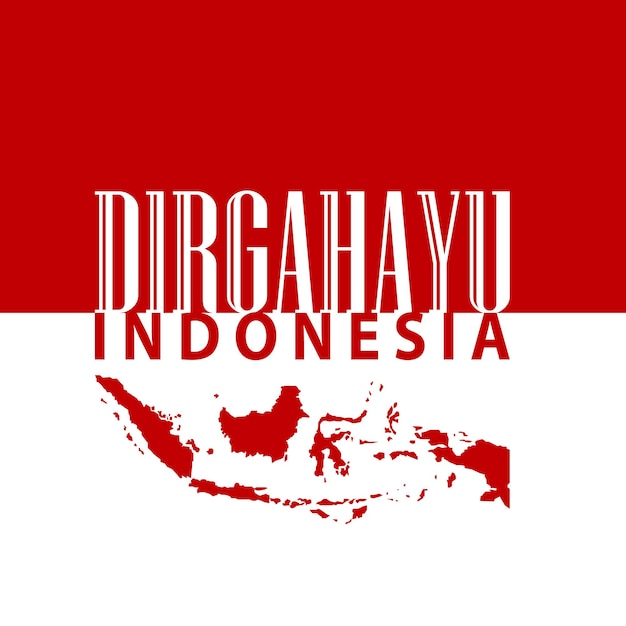 Vector saludo simple de dirgahayu indonesia con fondo rojo y blanco