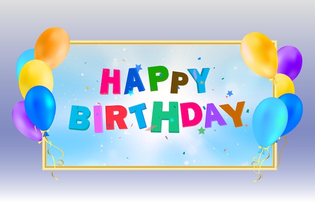 saludos de cumpleaños con globos vector de tarjeta de felicitación