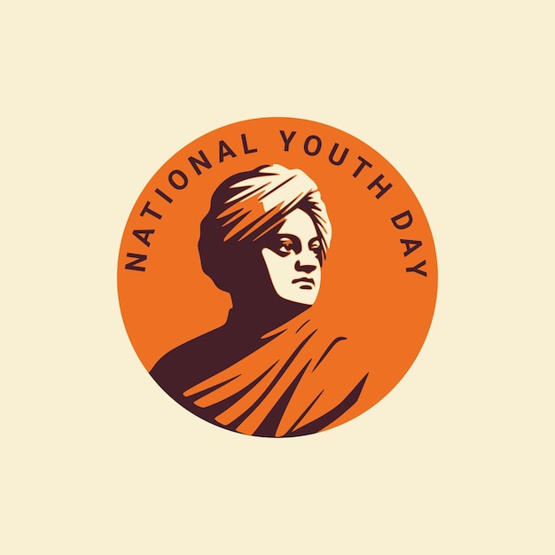 Saludos del Día Nacional de la Juventud con la ilustración de Swami Vivekananda