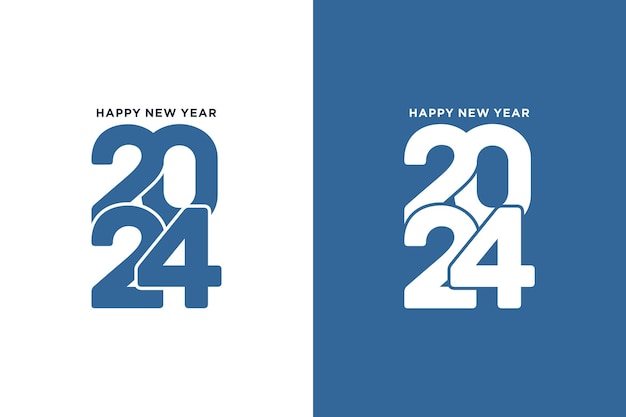 Saludos de feliz año nuevo 2024 con los números 2024 superpuestos entre sí