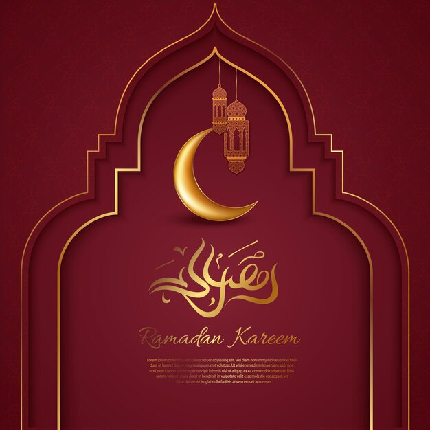 Saludos islámicos diseño de tarjeta de ramadan kareem con linternas