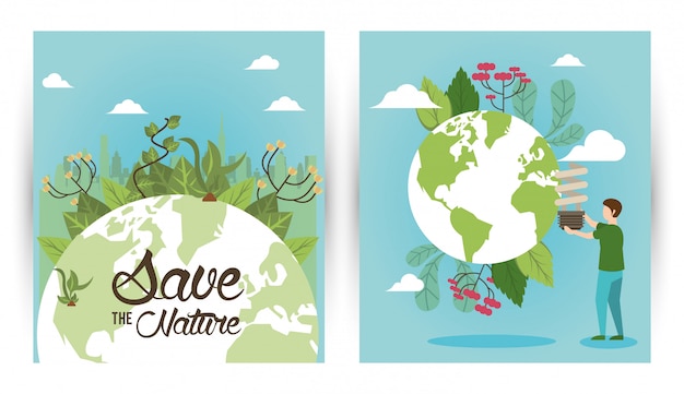 Salva la campaña de la naturaleza con personas y planetas del mundo