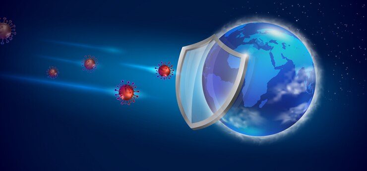 Vector salva el mundo y evita el virus covid 19. archivo realista
