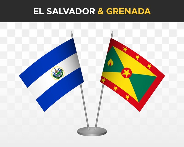 El Salvador vs granada maqueta de banderas de escritorio aislado 3d vector ilustración banderas de mesa