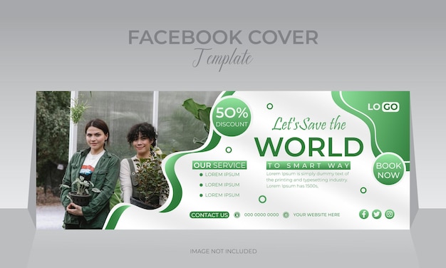 Salvar el entorno natural mundial Servicios de jardinería plantilla de diseño de banner web de redes sociales