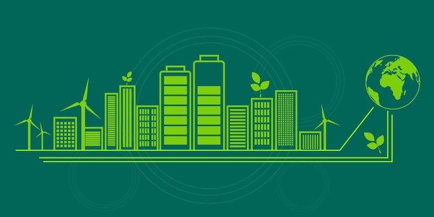 Salvar el mundo juntos ecología verde ilustración vectorial