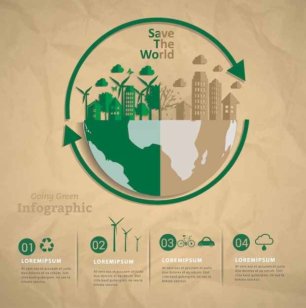 Vector salvemos el mundo juntos la infografía.