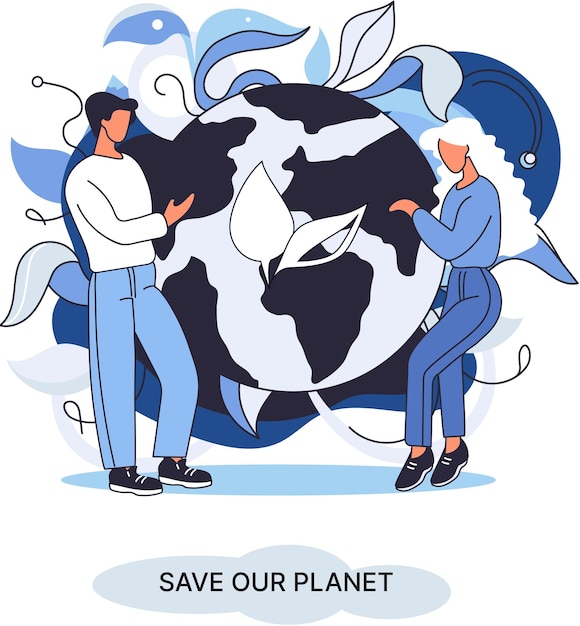 Salvemos nuestro planeta metáfora ecológica Día de la Tierra amor por el hogar nativo Jardinería sostenible energías renovables Cuidar la naturaleza proteger el medio ambiente detener la contaminación del aire y el agua consumo racional