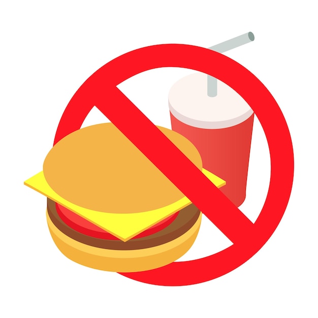 Salvo una hamburguesa y refresco icono isométrico 3d aislado en un fondo blanco