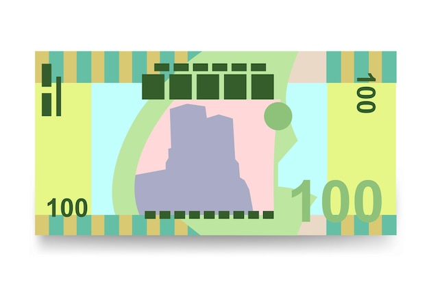 Samoan Tala Vector Illustration Juego de dinero de Samoa Paquete de billetes Papel moneda 100 WST