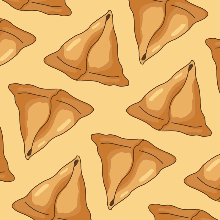 Vector samosa de patrones sin fisuras india cocina vector stock