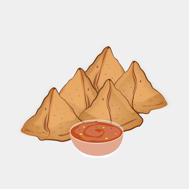 Vector samosaconchutney de tomate