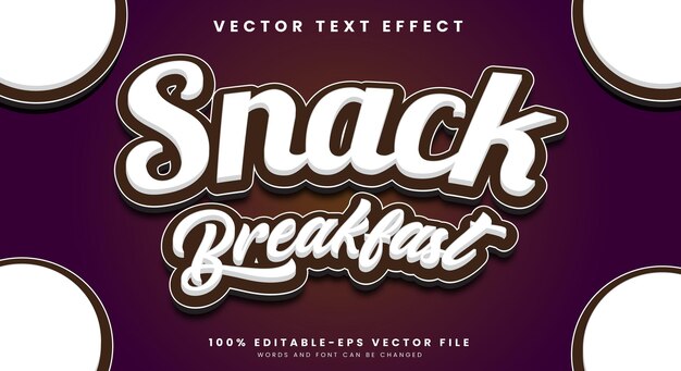 Sample de efecto de texto editable para el desayuno adecuado para el tema de comida de panadería
