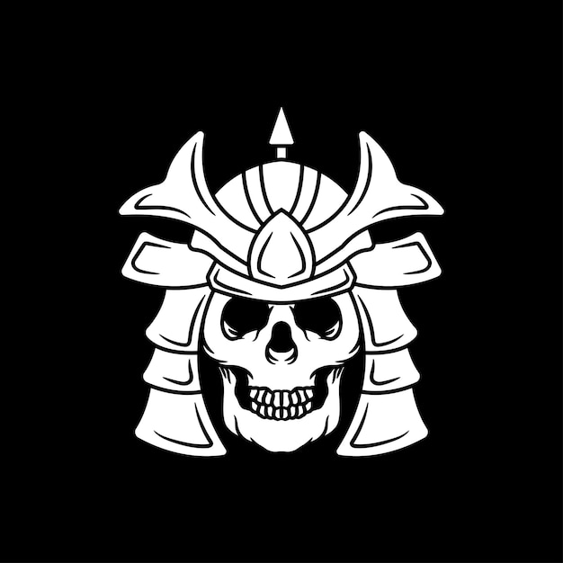 samurai, cráneo, vector