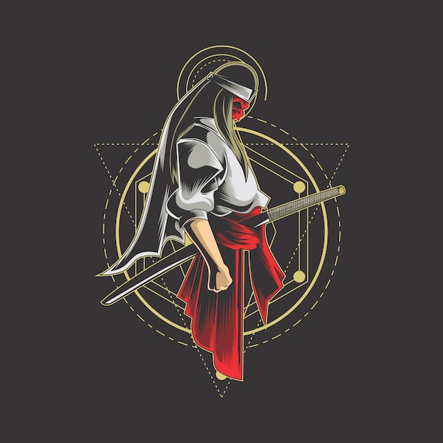 Vector samurai geometría sagrada