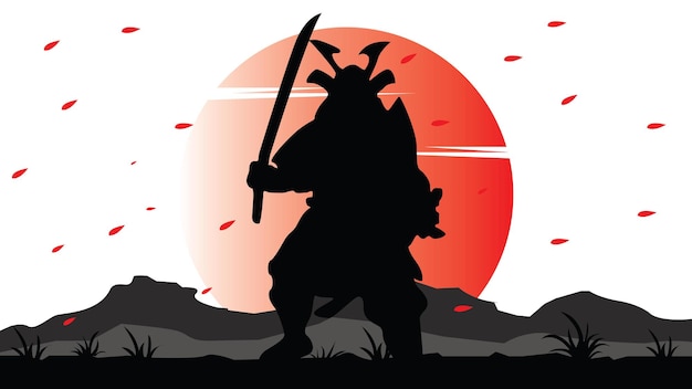 samurai ilustración vector logo
