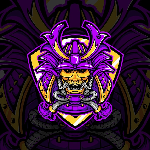 Samurai japonés Gaming Logo Vector Design
