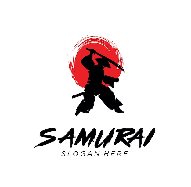 samurai logo diseño vector ilustración símbolo guerrero personaje