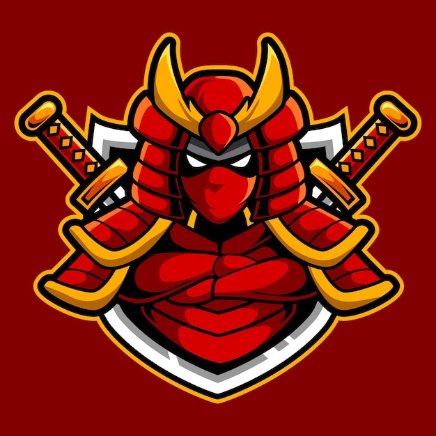 Samurai mascota logo vector ilustración