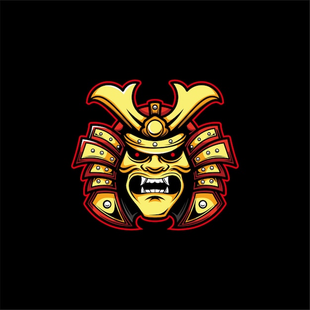 Vector samurai mask design camiseta e sport logo japón