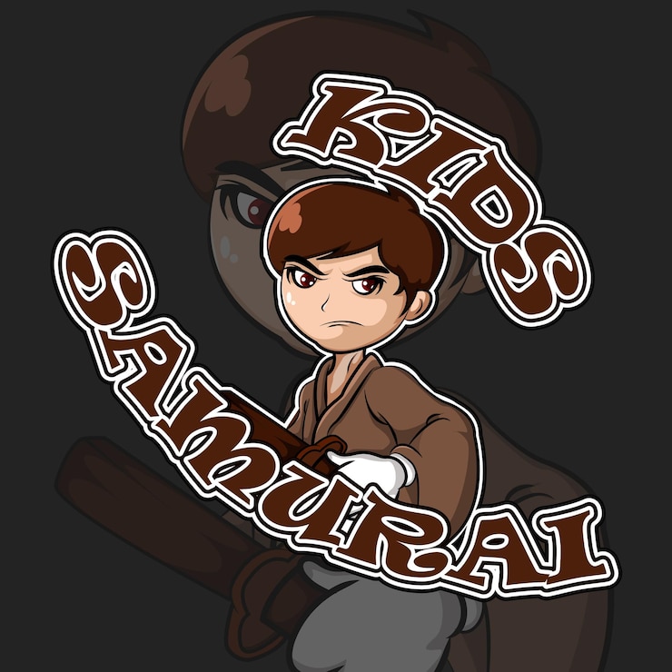 Vector samurai, niños, lindo, vector, ilustración
