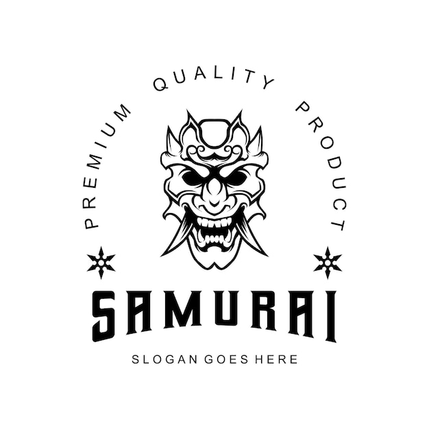 Vector samurai ronin mask logo icono símbolo plantilla vintage